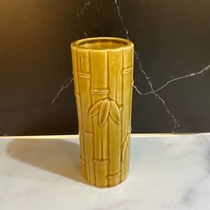 Bamboo vase vintage marked Orchids of Hawaii made in Japan